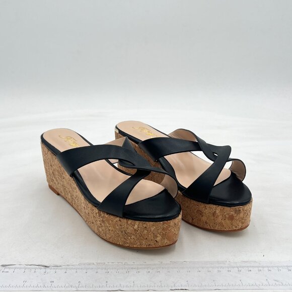 FOWT Fashion Almond Toe Cross Strap Slide Sandals Slip on Platform High Wedge H - Picture 1 of 7